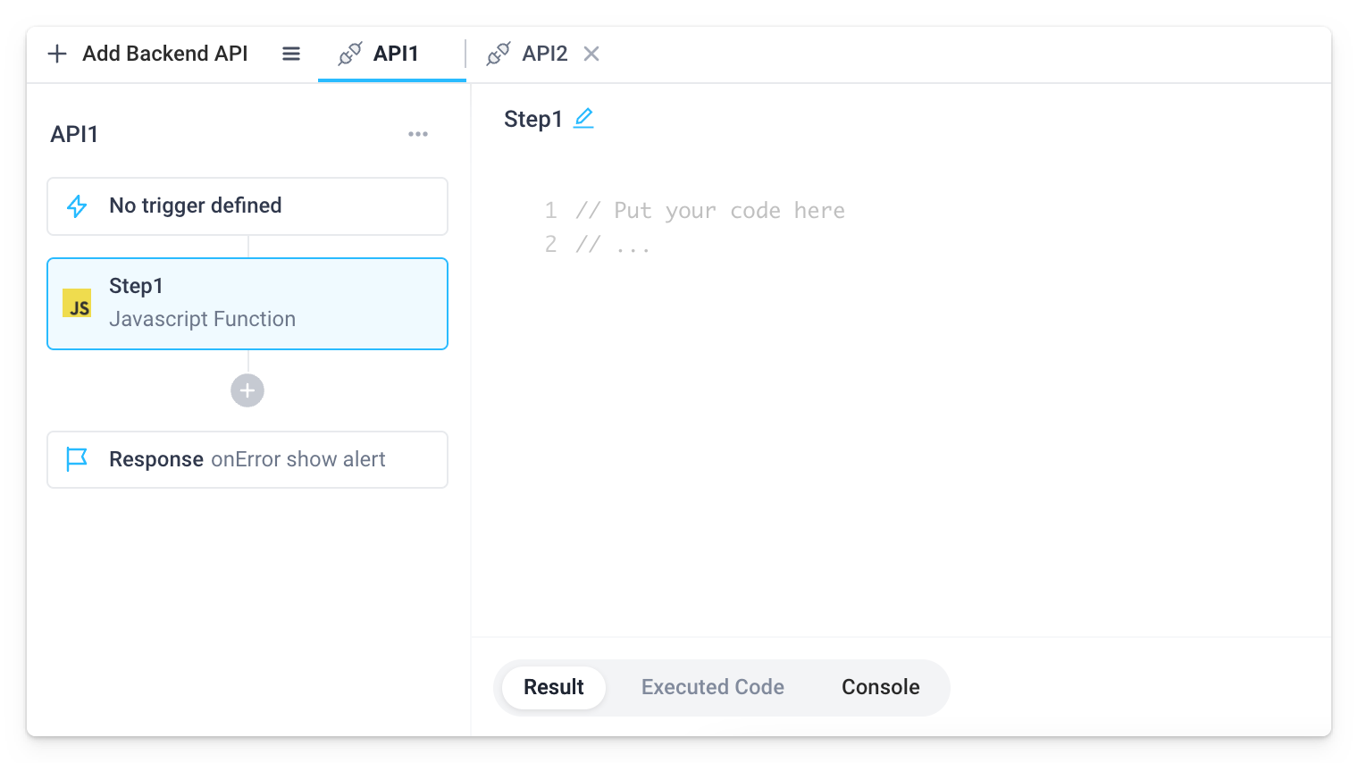 Two Backend APIs that both have a single JavaScript step were added to the Applications backend.