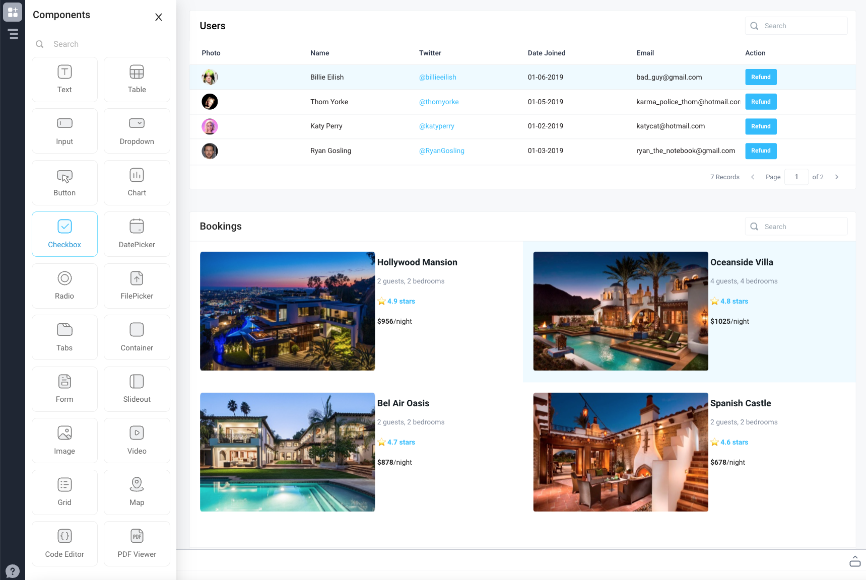 Use a multitude of components to build beautiful front end applications quickly
