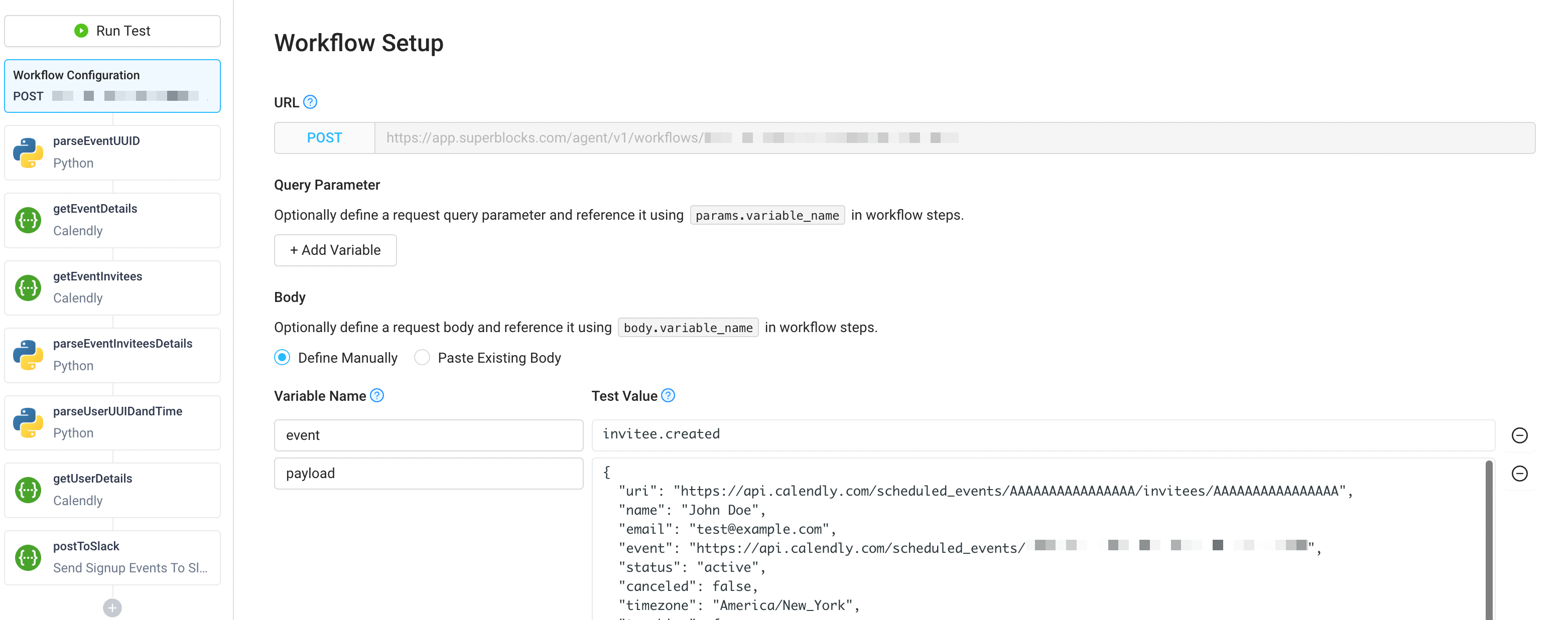 Connect Calendly to Slack with a Superblocks workflow