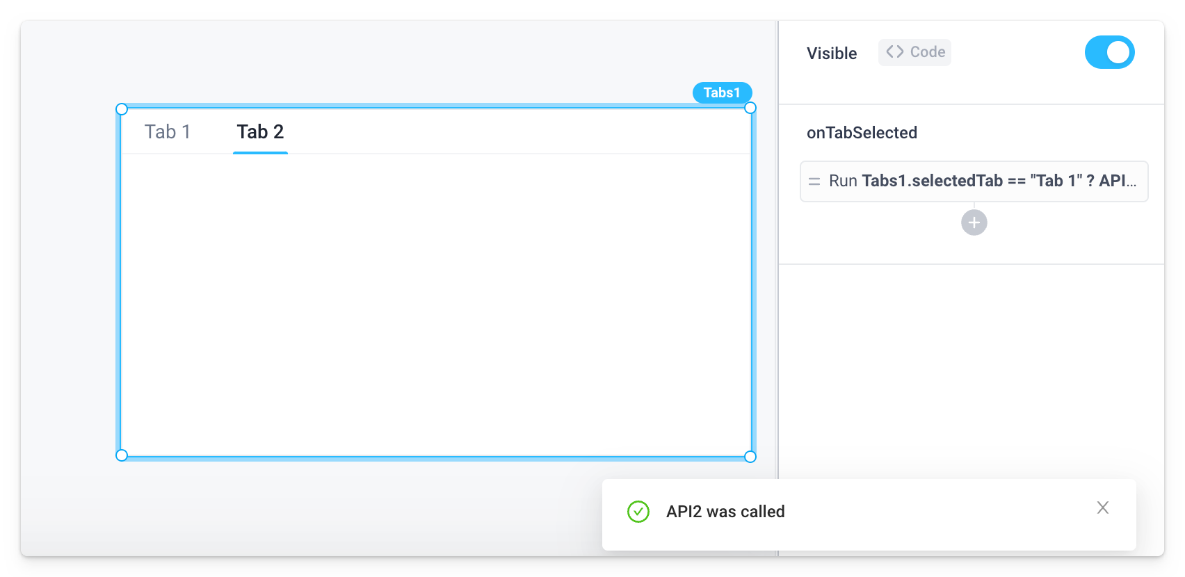 The user clicked on a different tab and triggered an API run that is showing an Alert on the page.