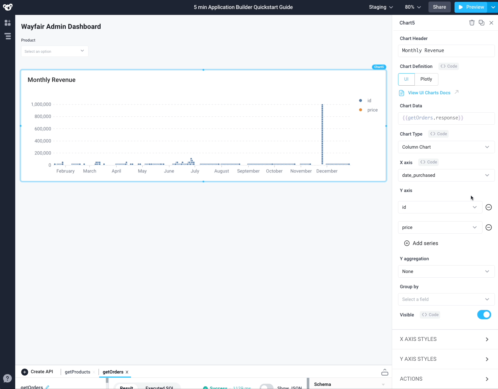 Set the chart's properties as needed Set the chart's properties as needed