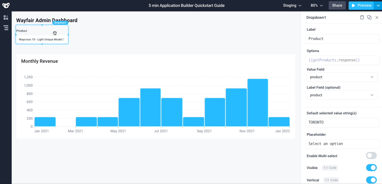 Control the chart with the dropdown Control the chart with the dropdown