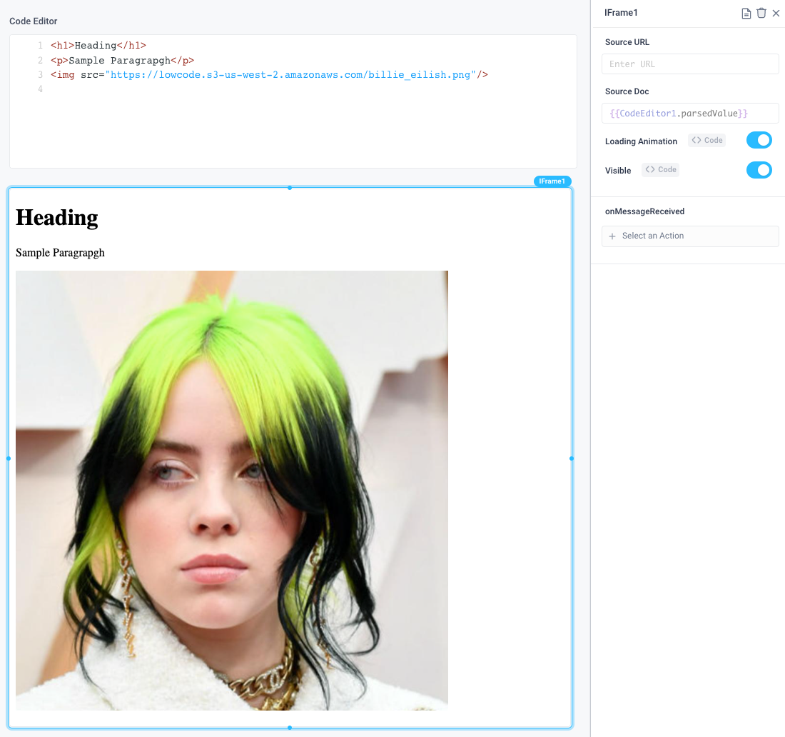 Read only Code Editor Using an iFrame to display HTML from a code editor