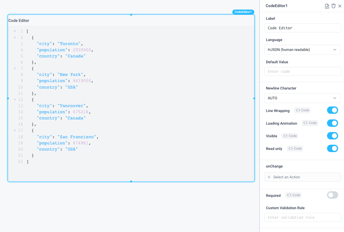 Read only Code Editor Set code editor to read only