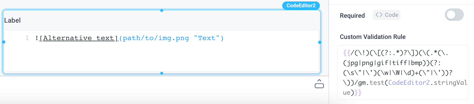Validate markdown images using the code editor Validate markdown images using the code editor