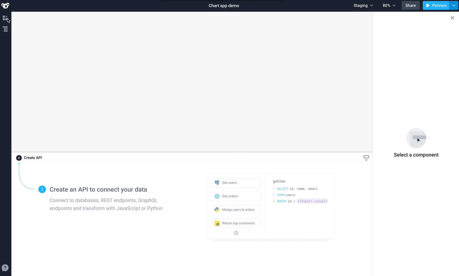 Add a component to the canvas