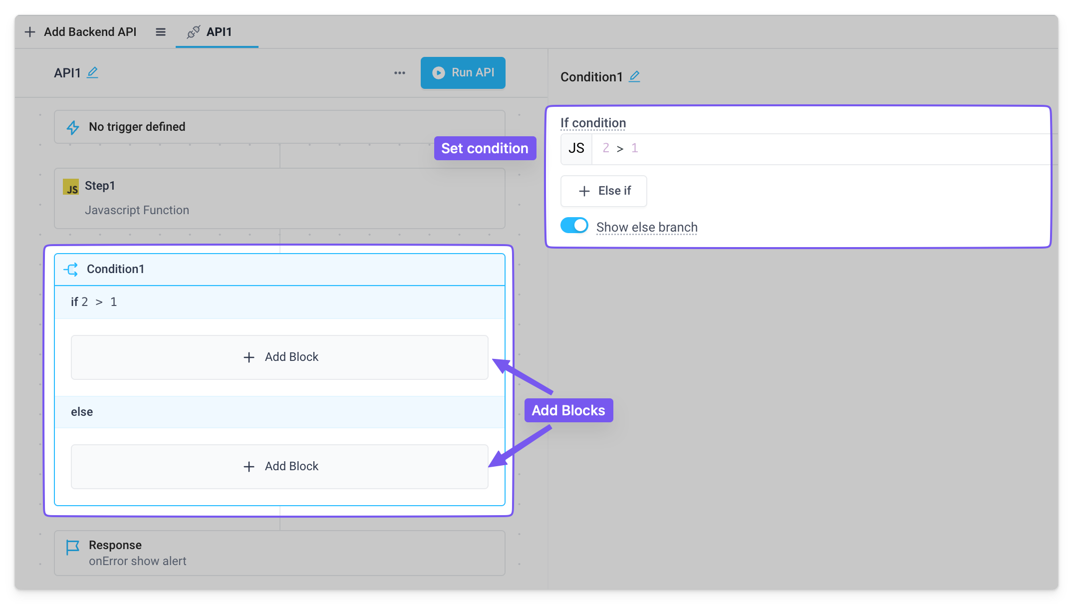 Setup a condition block
