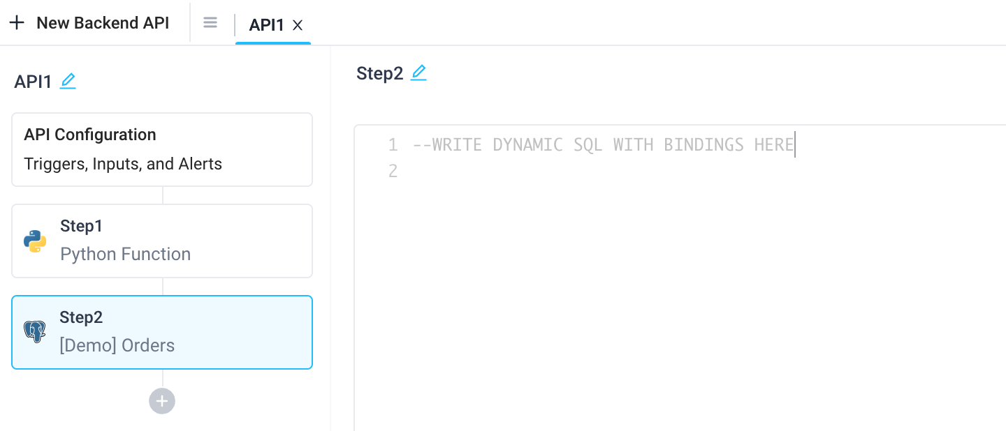Backend API sql step
