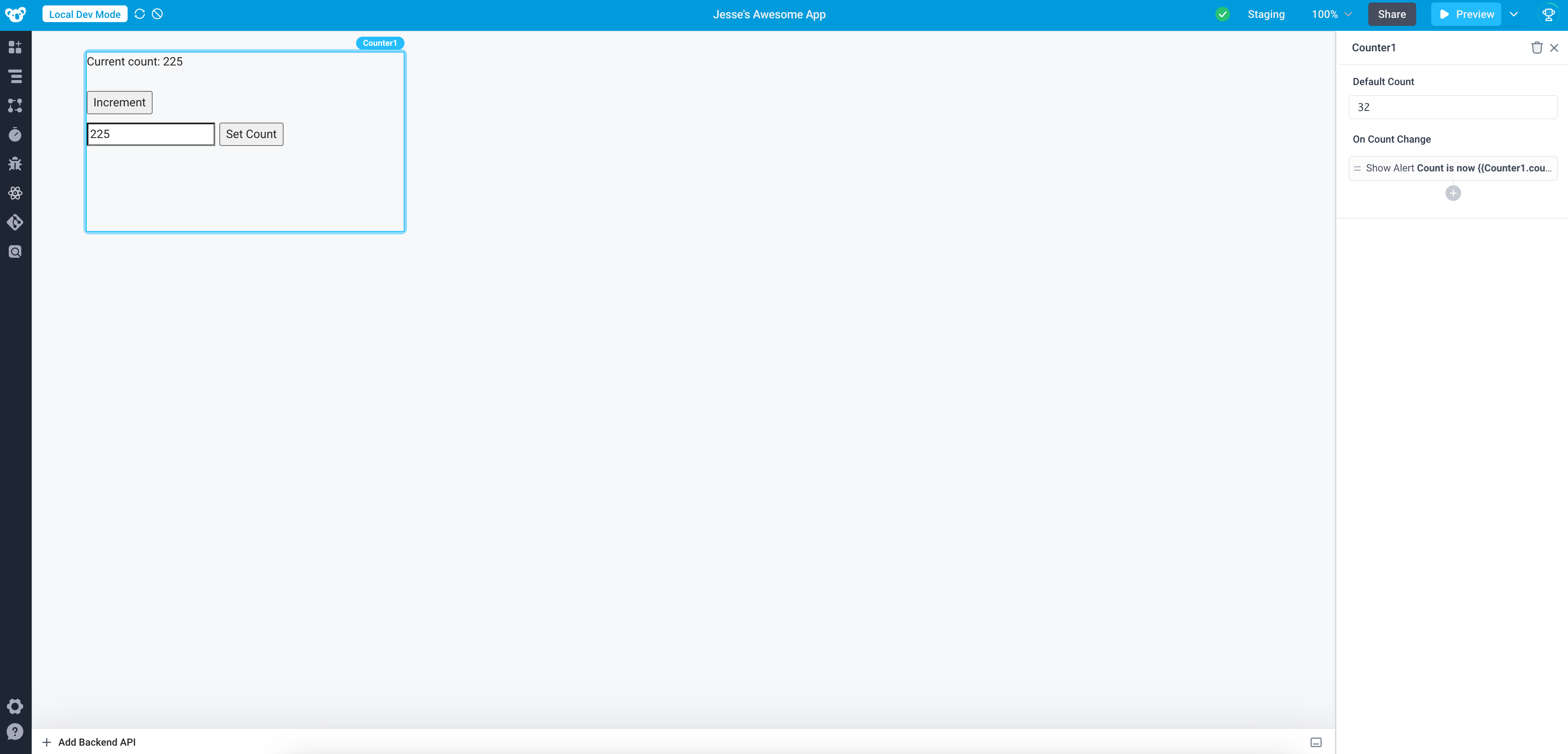 Counter component with input Counter component with input