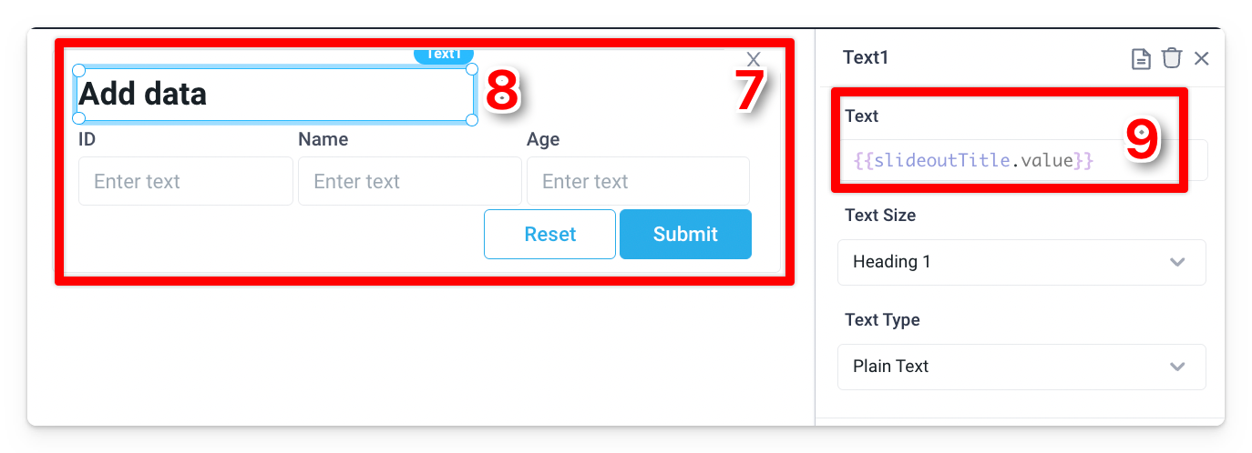 Update the components on the slideout