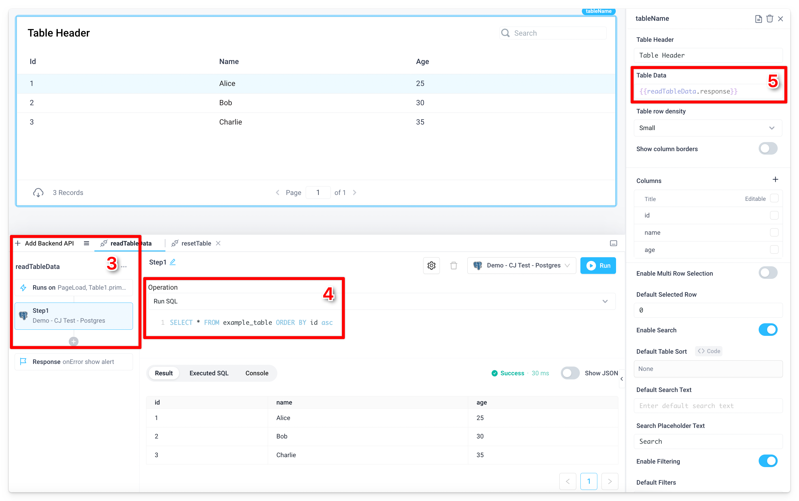 Create an API to select data from the database