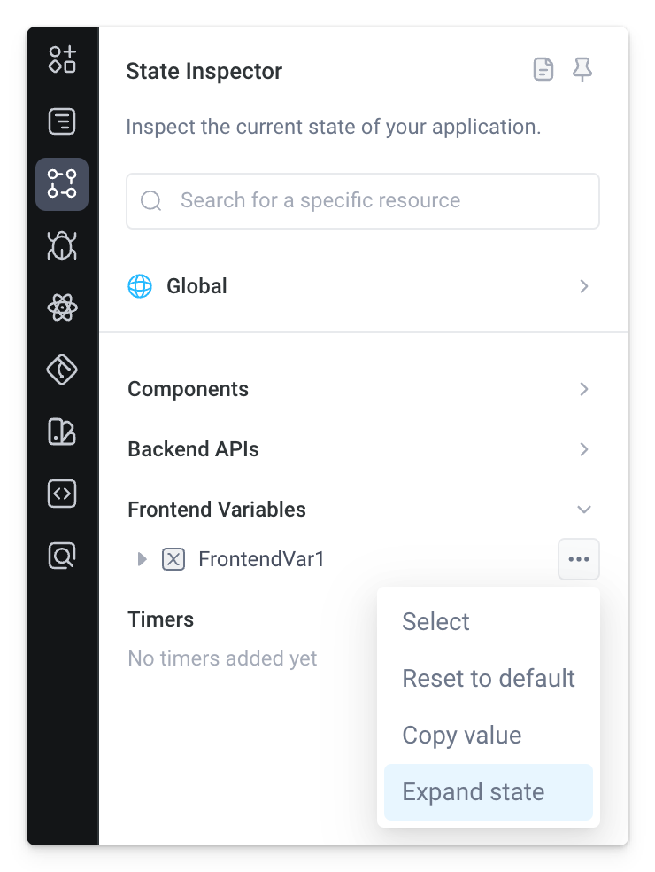 Expand state for a frontend variable