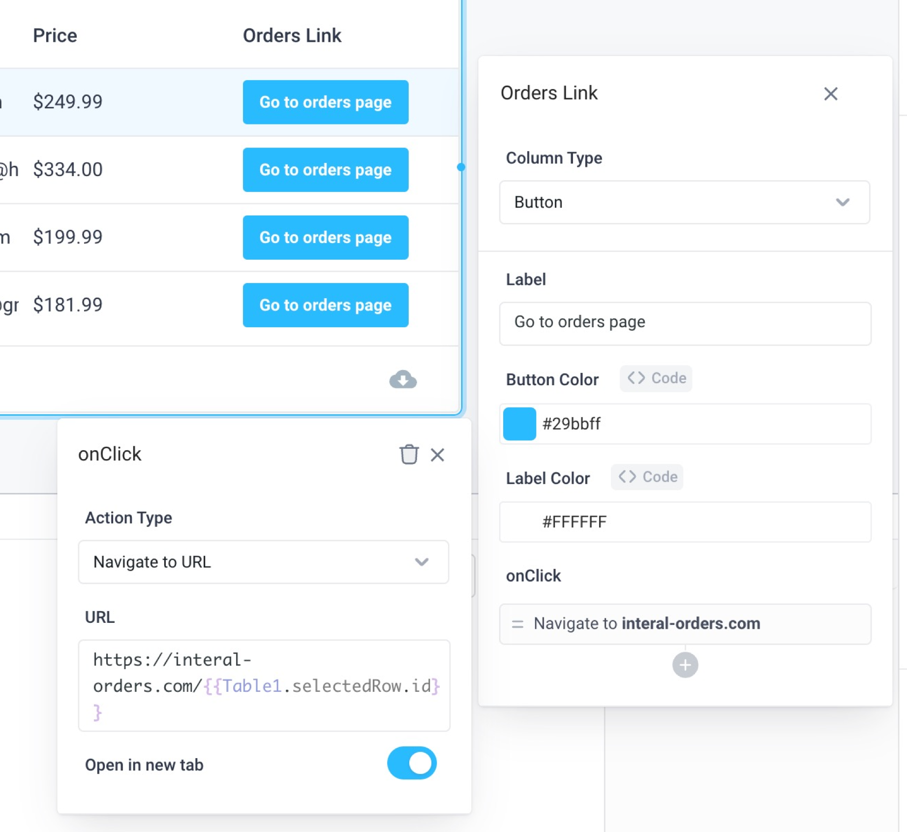 Navigate to other URLs via a button's onClick event