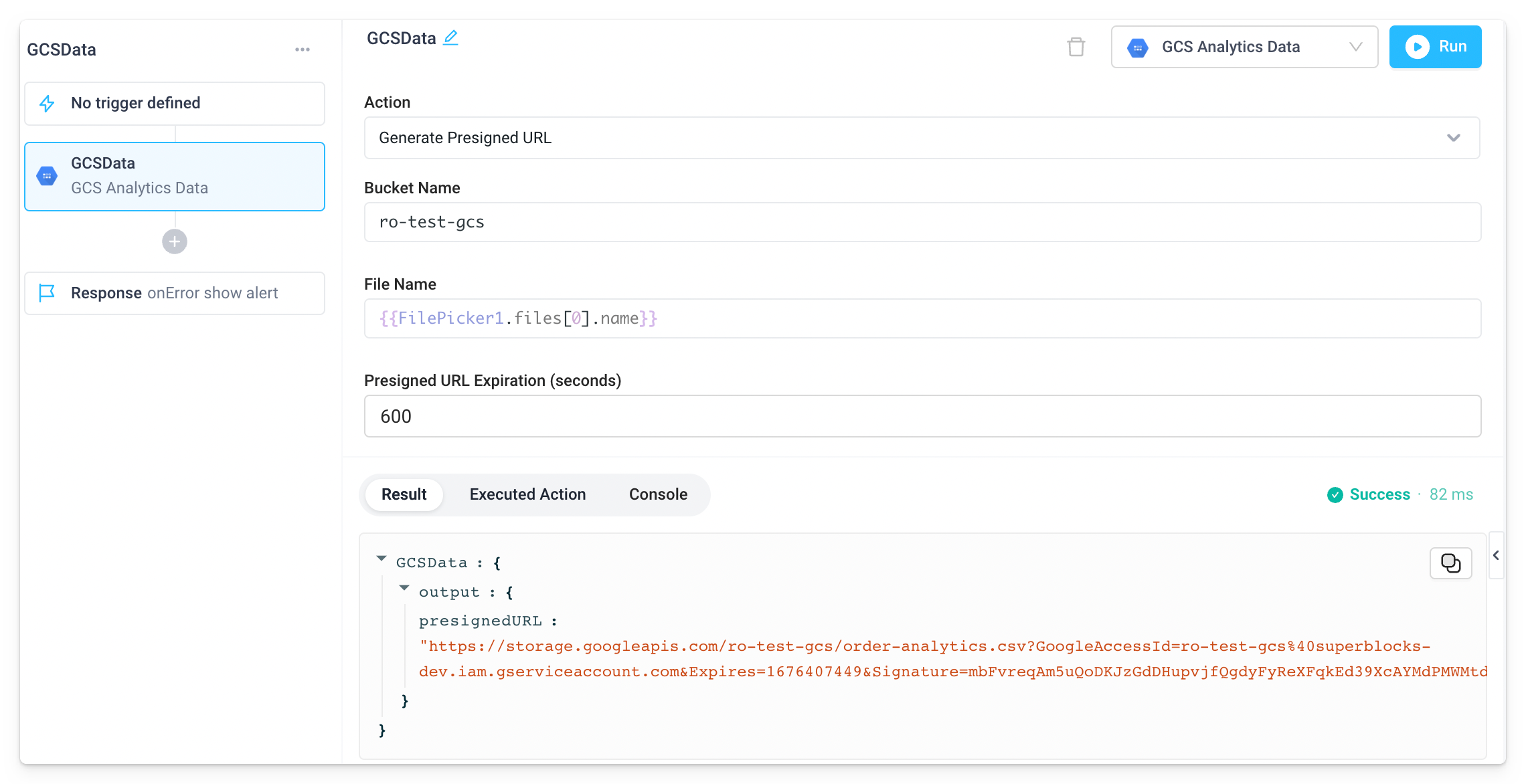 Generate a presigned URL from a file in Google Cloud Storage