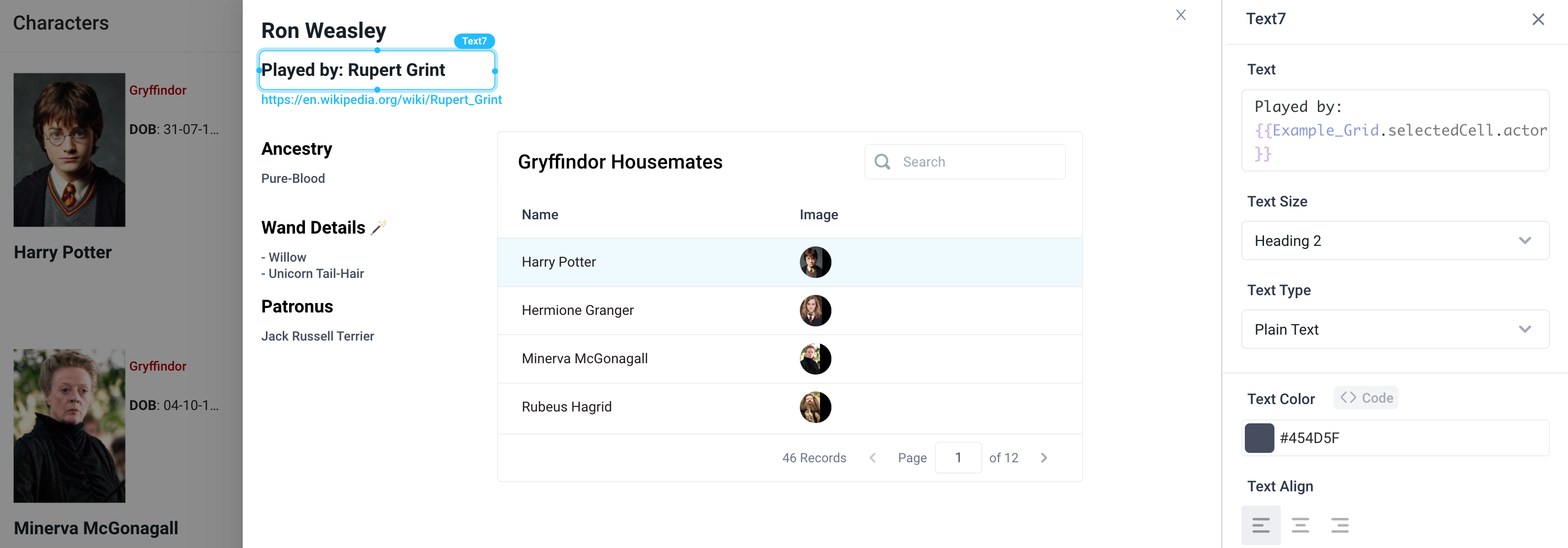 Customize a slideout dynamically based on the selected cell of the grid