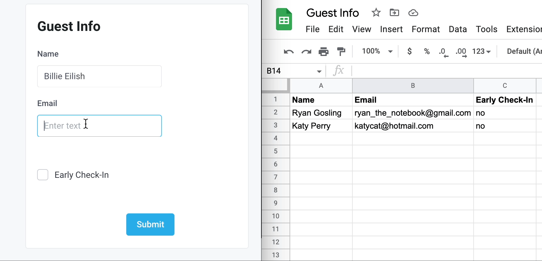 Write data into a Google Sheet using a backend API