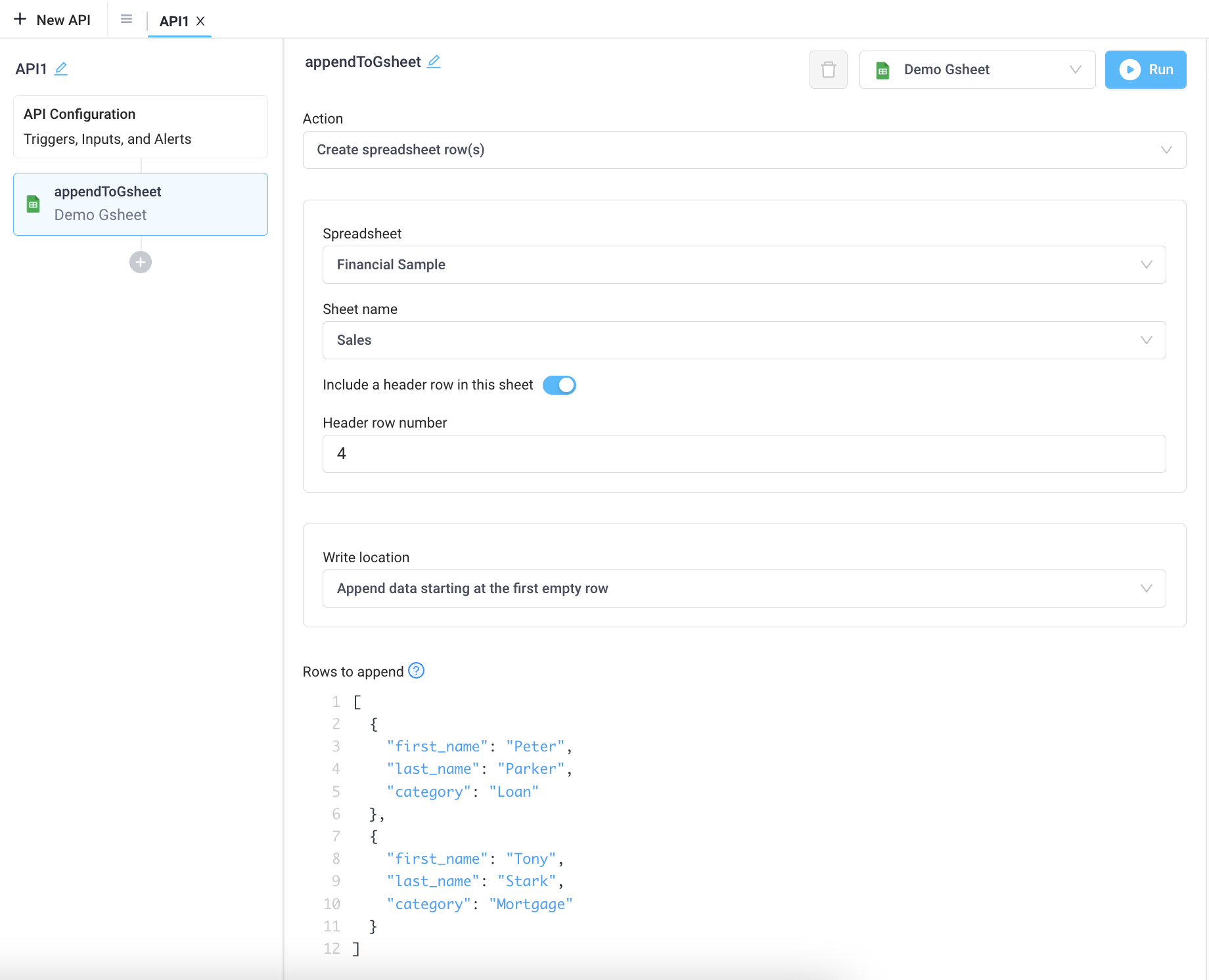 Create spreadsheet rows to write to Google Sheets