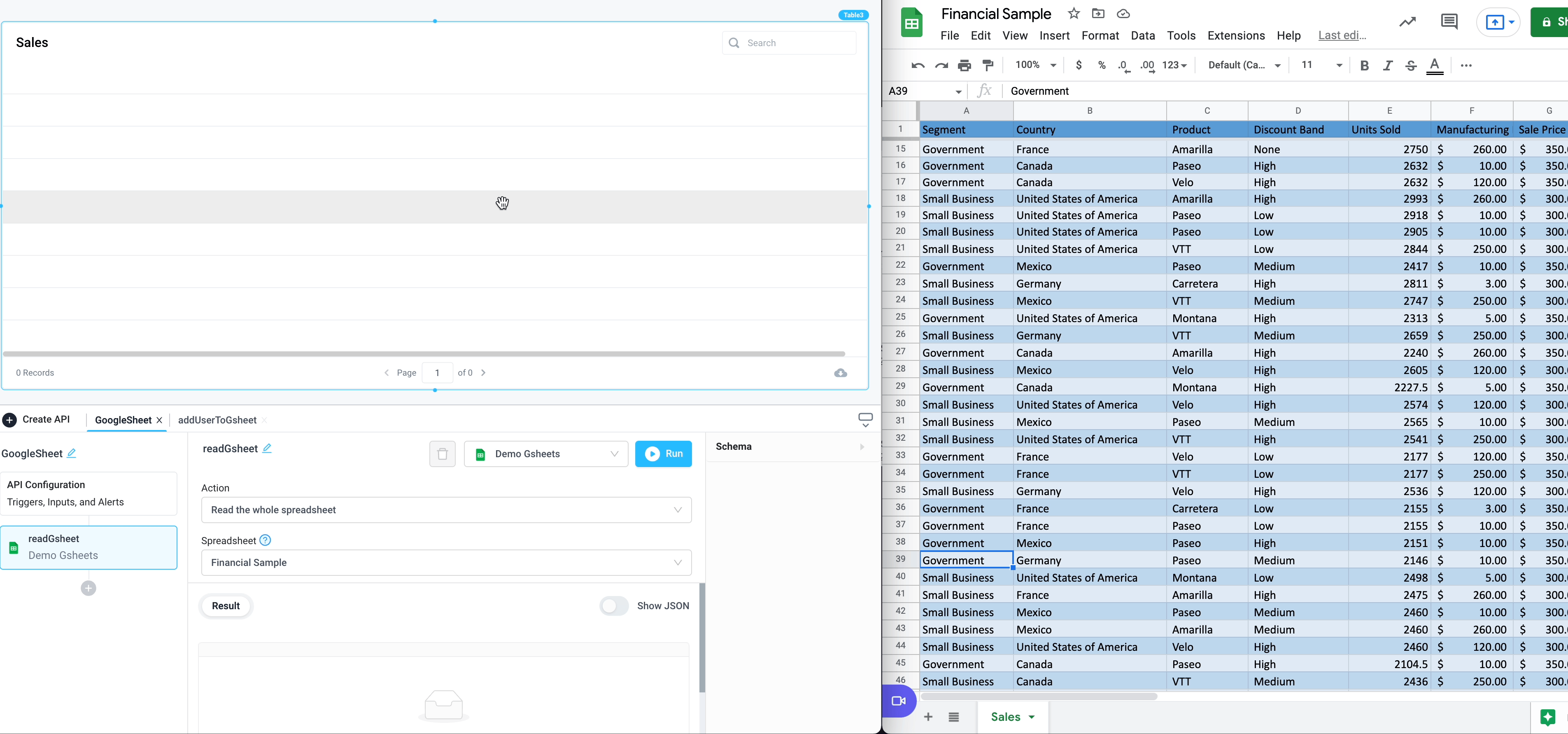 Read data from a Google Sheet and use it within an Application