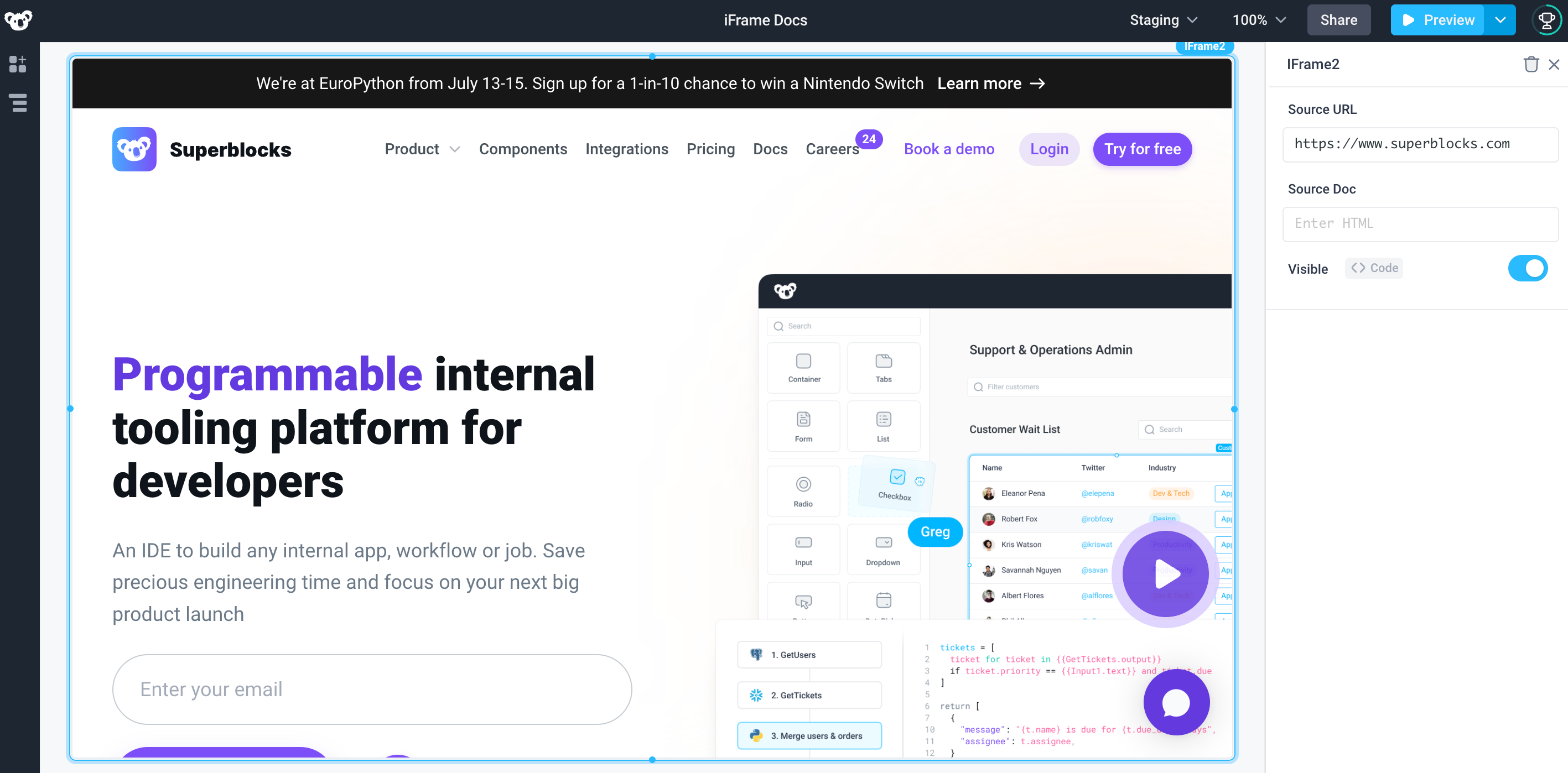 Example of embedding an entire website inside your application