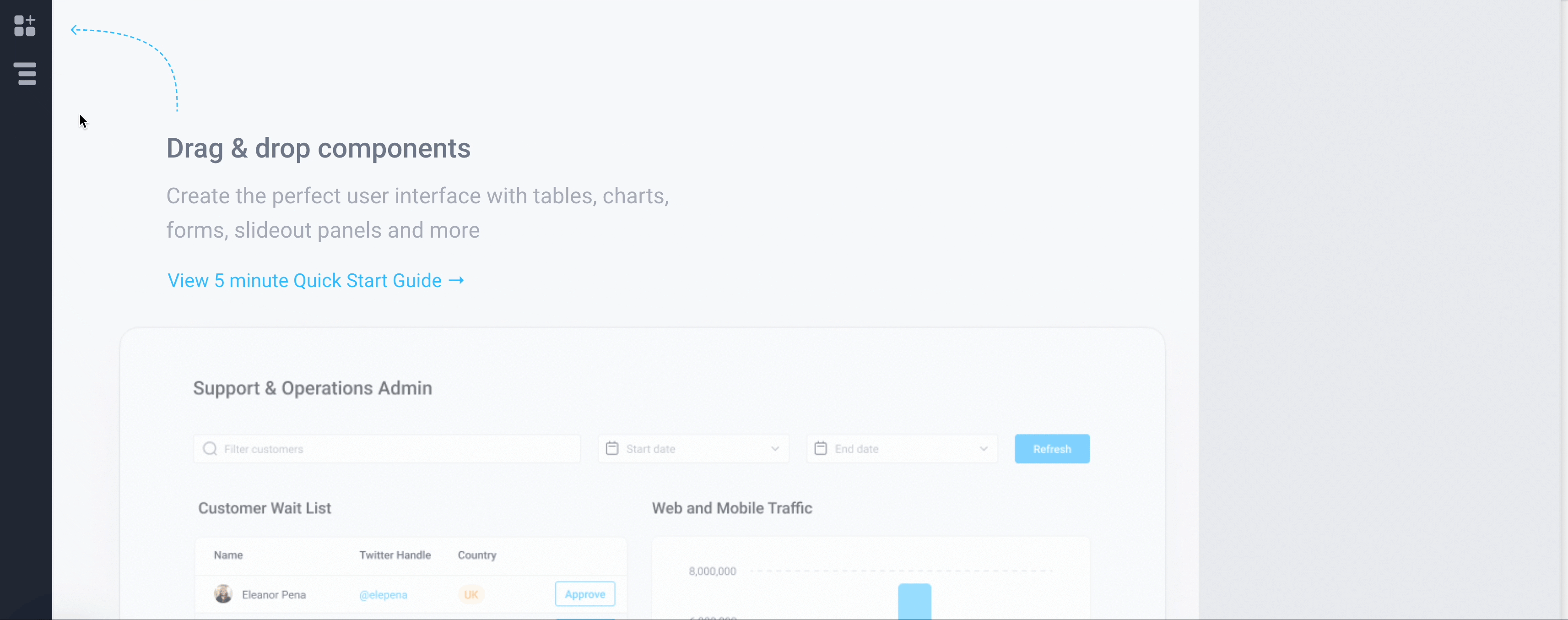 Drag an input component on to the canvas and update the label and placeholder text