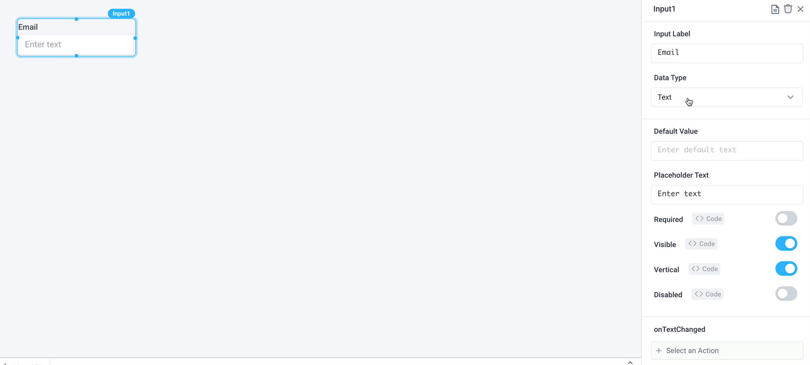 Use the data type property to enforce validation, such as an email