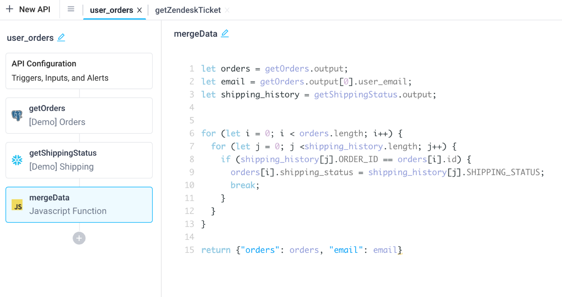 Merging data from previous steps with JavaScript