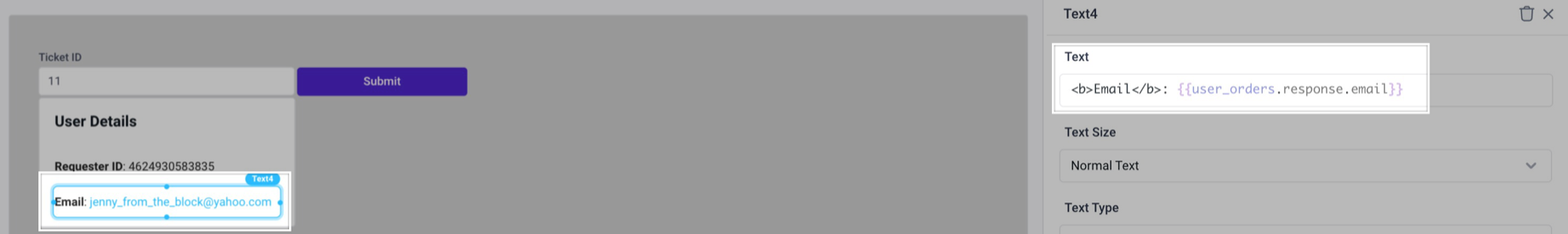 Referencing a text component