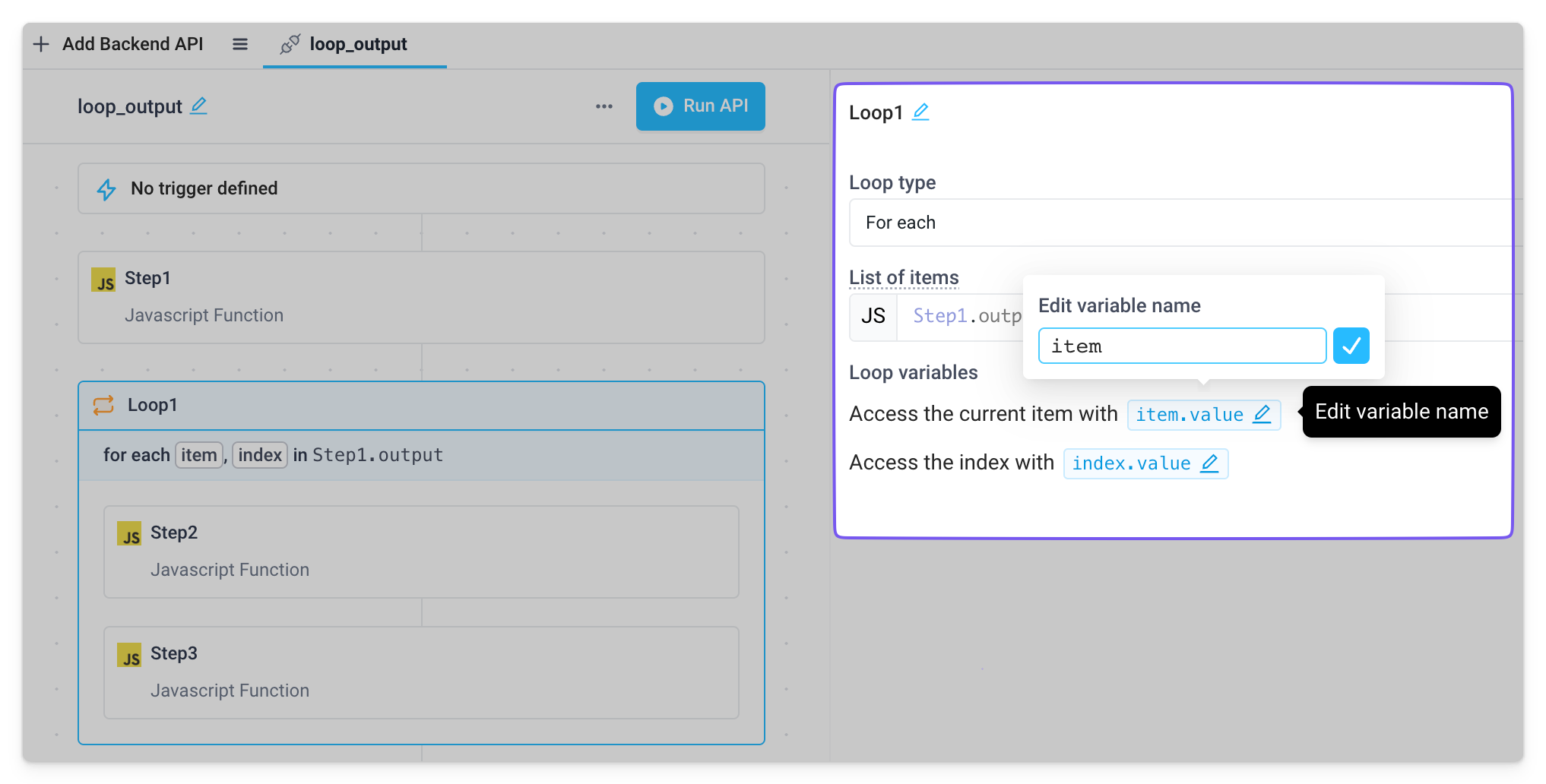 Rename a loop variable