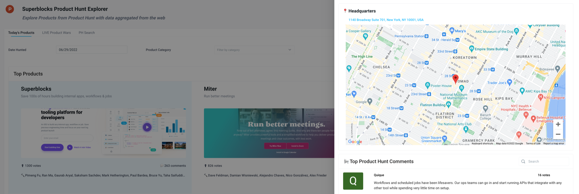 Dynamically update the geolocation data populating a map within a slideout based on the selection of the cell within a grid