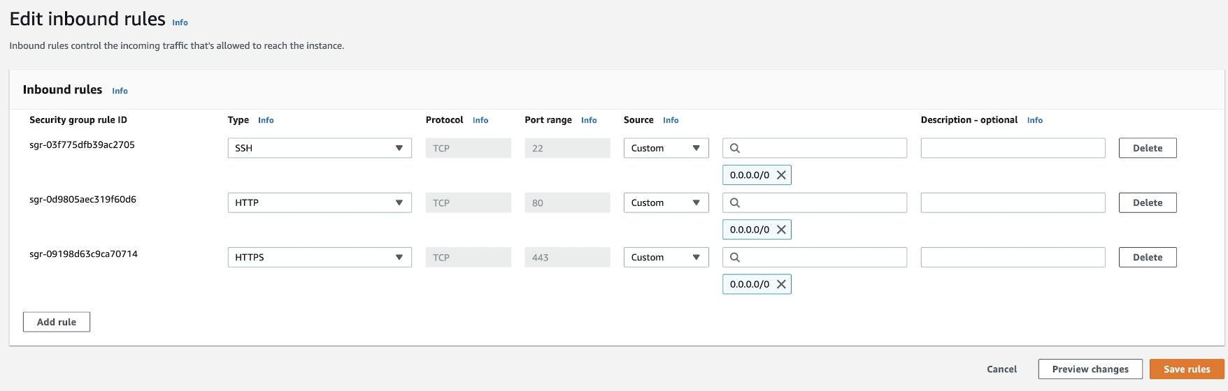 OPA security group inbound rules