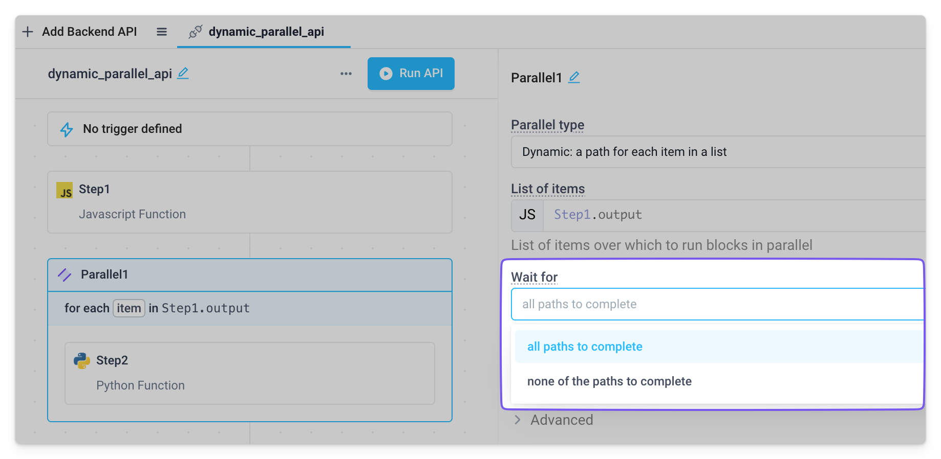 parallel wait configuration