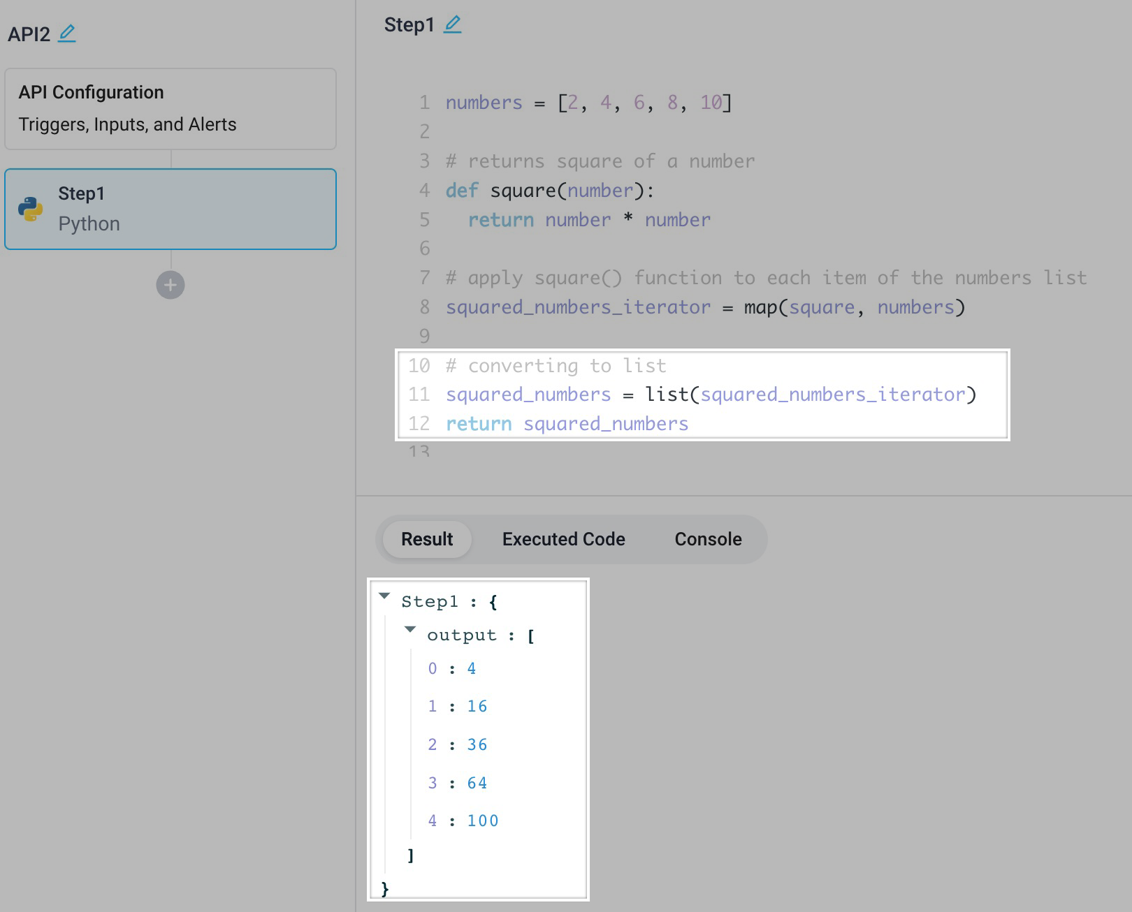 List output from map Output from API is a list