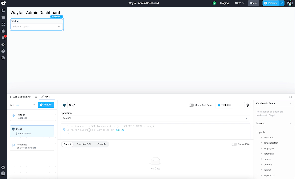 Add SQL to the postgres step Add SQL to the postgres step