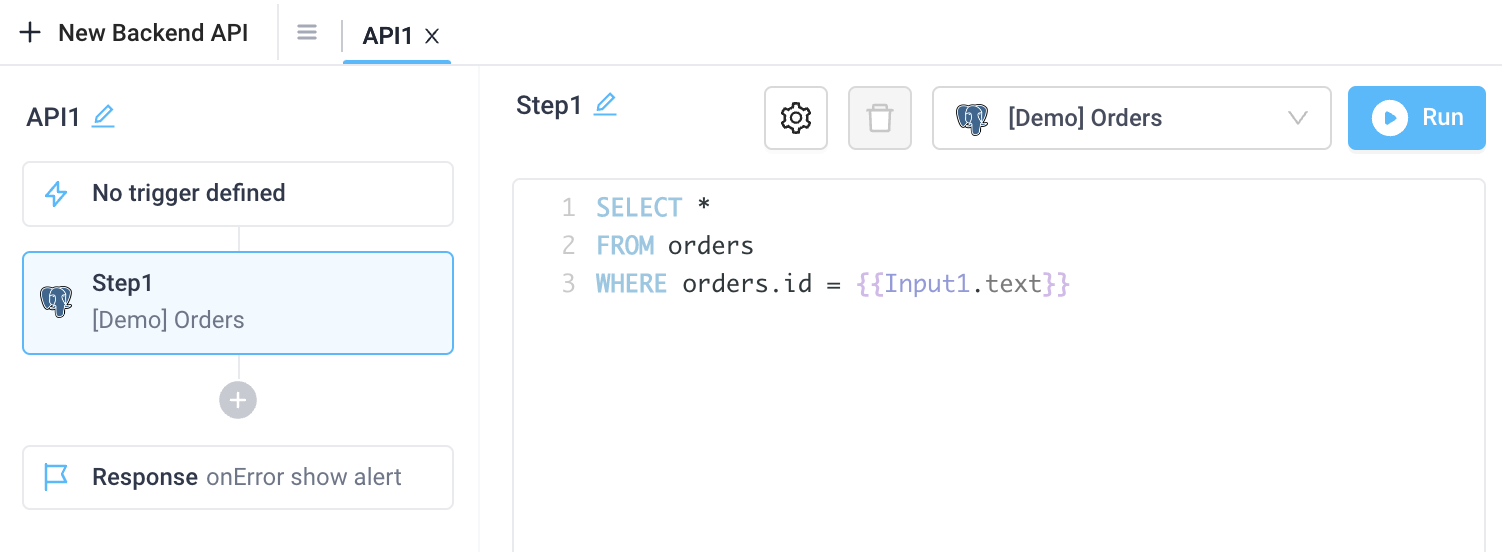 Reference components in the canvas with curly braces