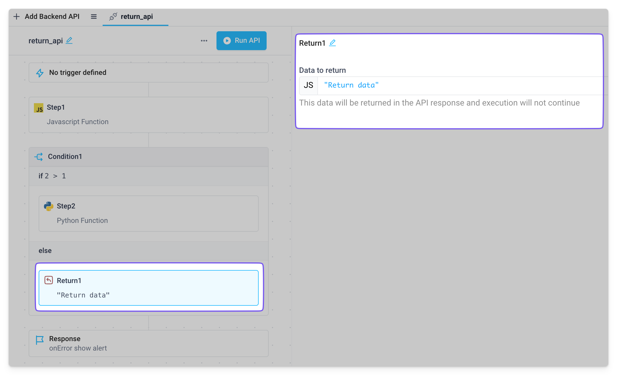 Set the data to be returned by the API