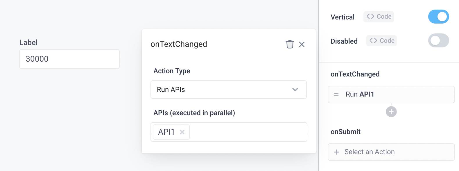 Run API1 every time a row in the table is selected