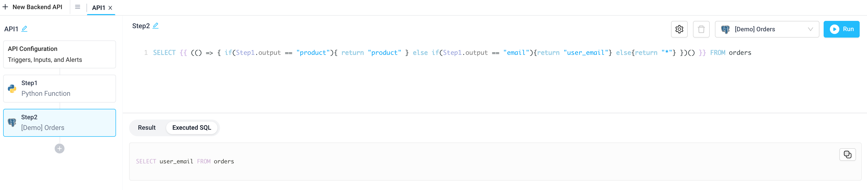 SQL query with JavaScript if statement in bindings