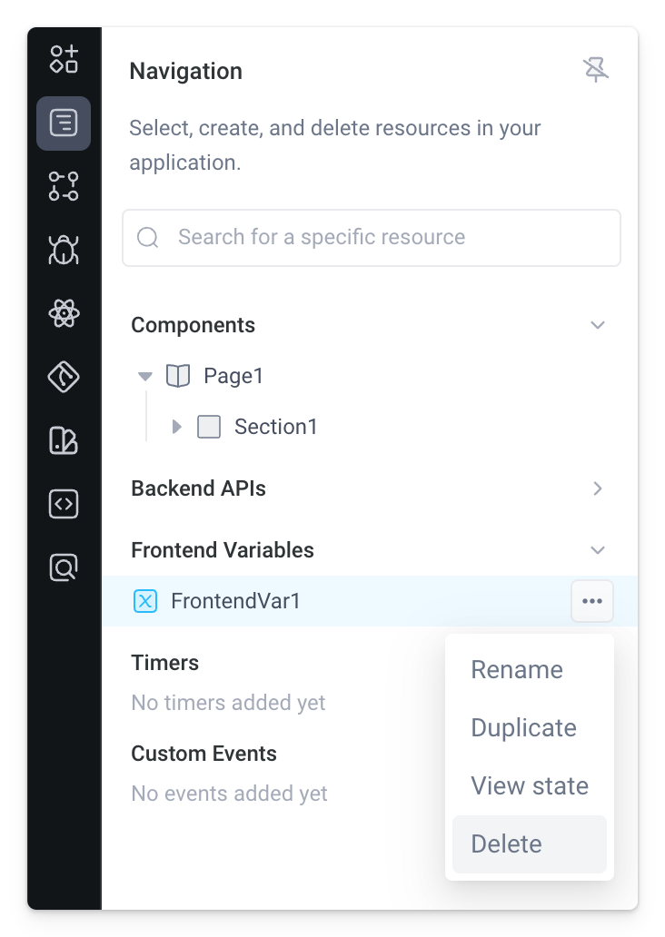 Delete a frontend variable
