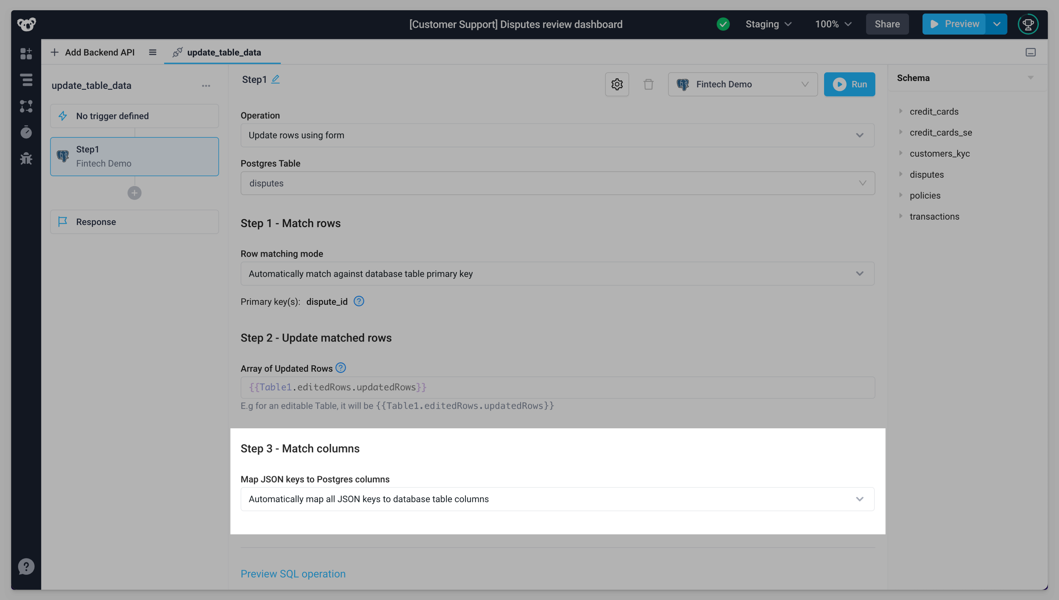 Automatic mapping option was selected in the update form's Step 3.