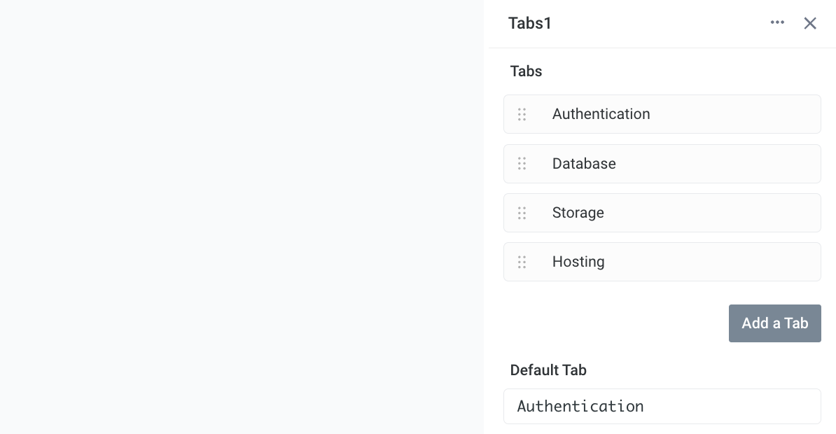 The names of the individual tabs have been edited in the properties panel.