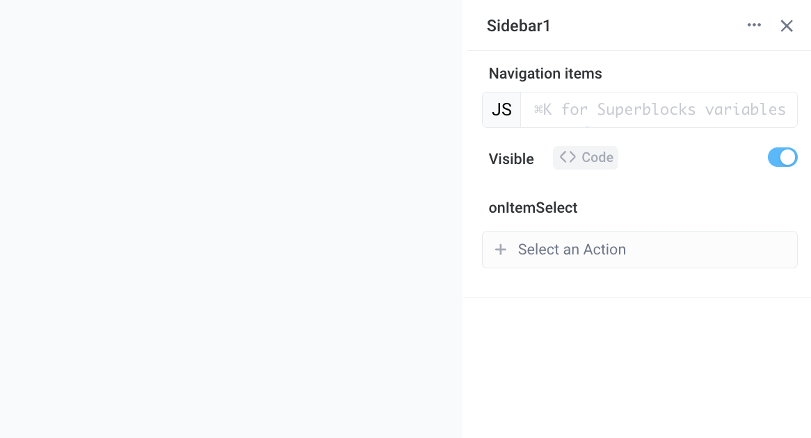The user clicks on the Sidebar component to open the properties panel for it.