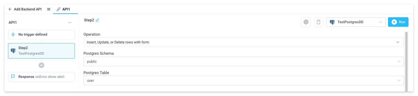 The table to be updated was picked from the form
