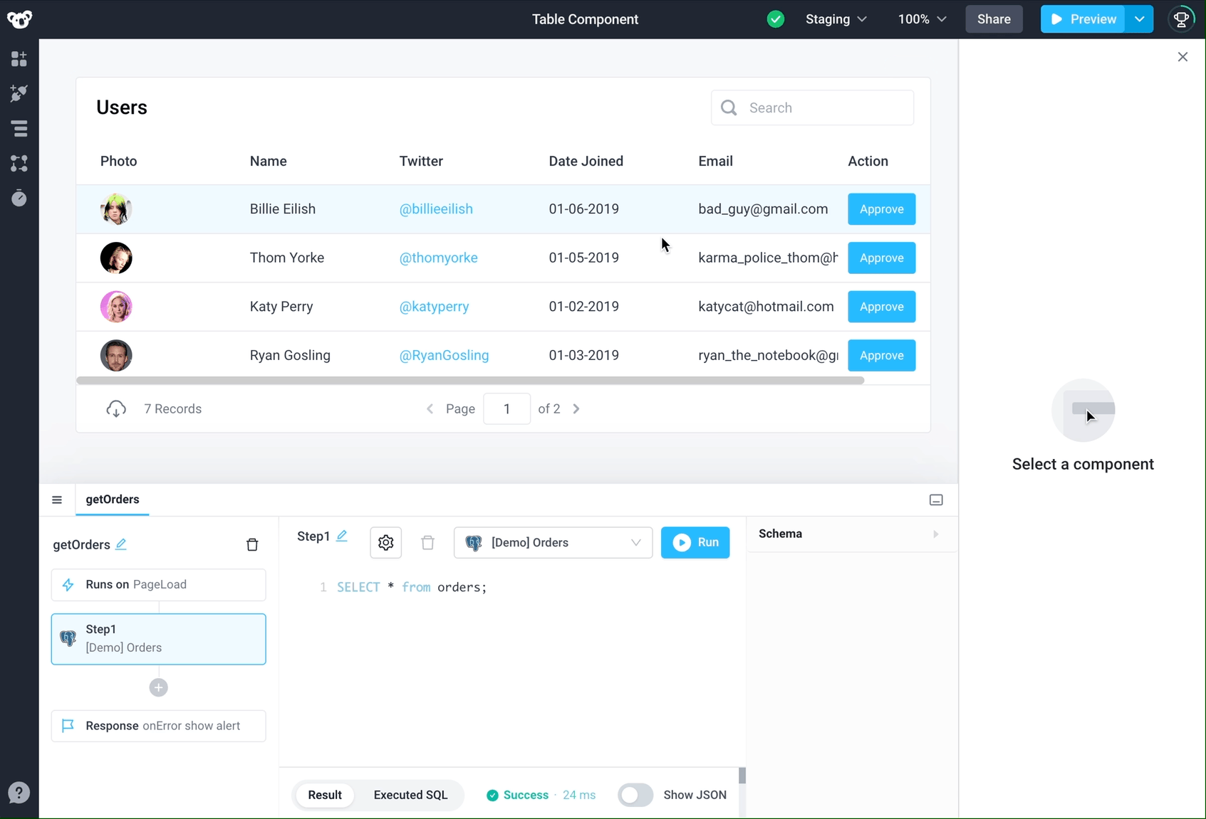 Add table data and rename table