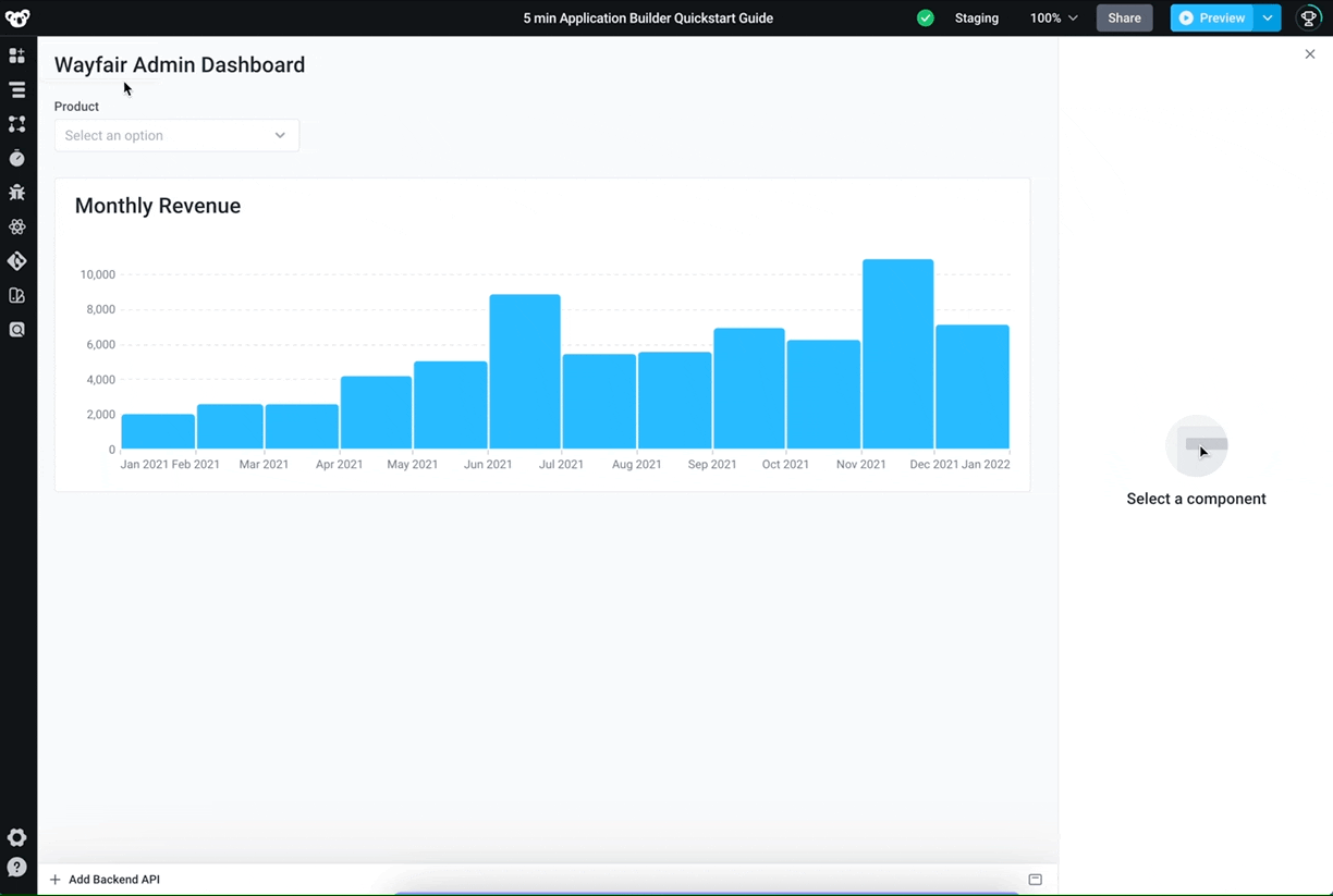Drag a table component onto the canvas and set its properties Drag a table component onto the canvas and set its properties