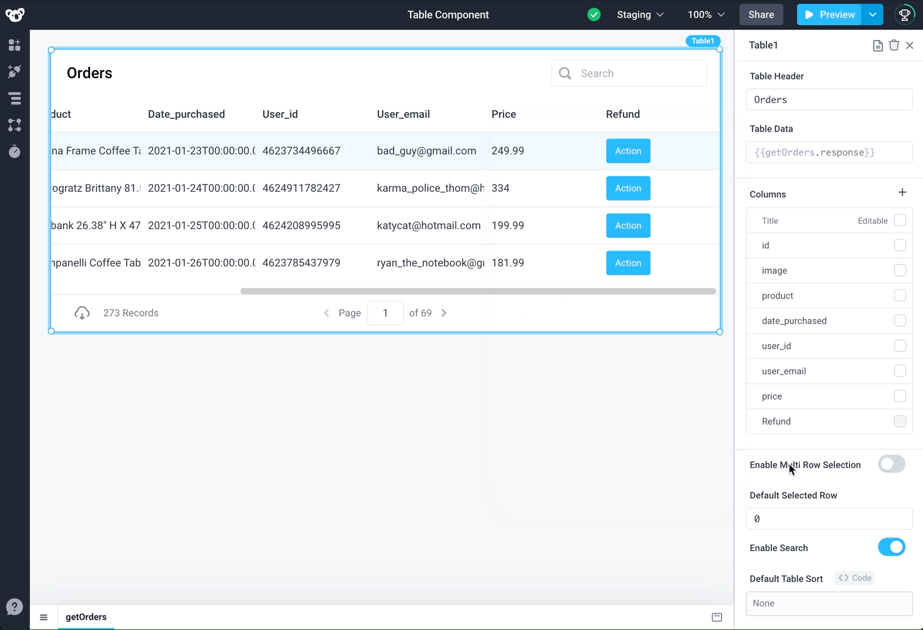Run a backend API on button click