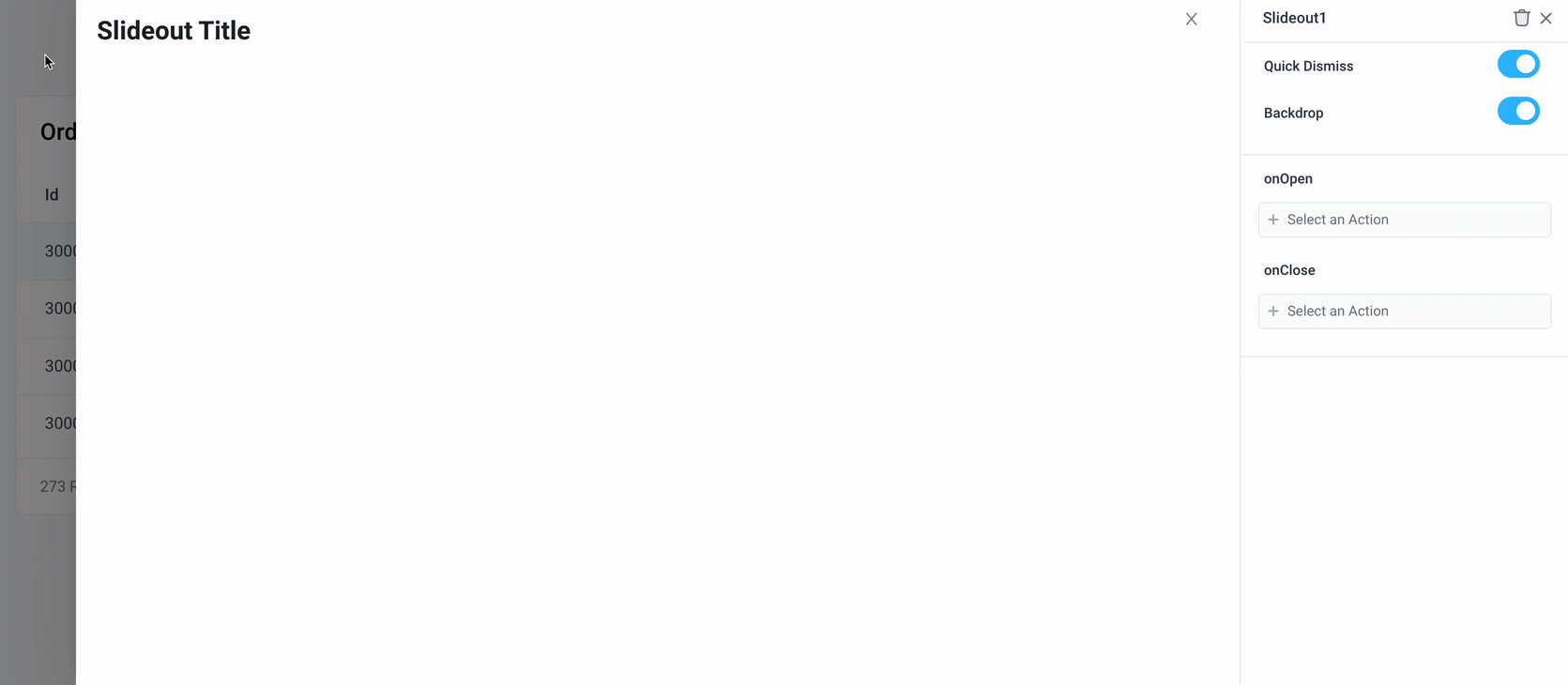 Reference selected row from slideout