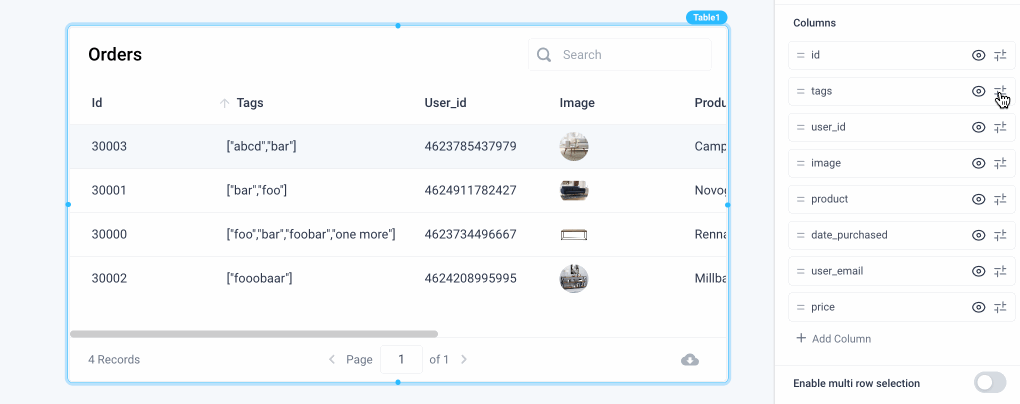 Change column type to tags