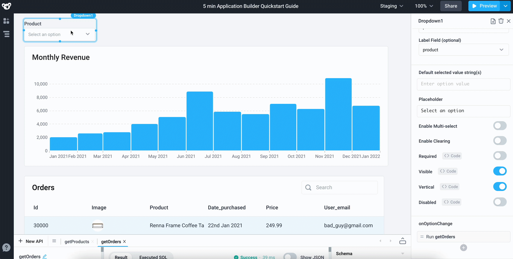 Control the table query with the dropdown Control the table query with the dropdown