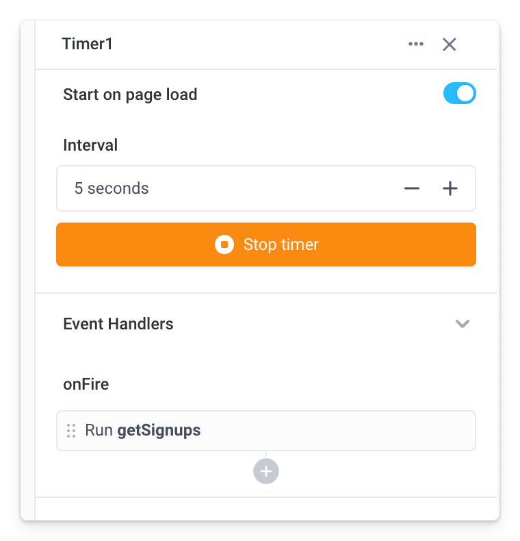 Configure timer interval and onFire actions