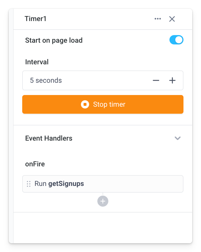 Stop a timer from the properties panel